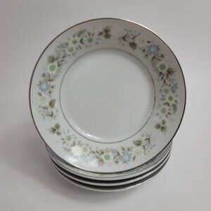 FOUR Imperial China Wild Flower Fruit Bowls White Green Blue & White Flowers